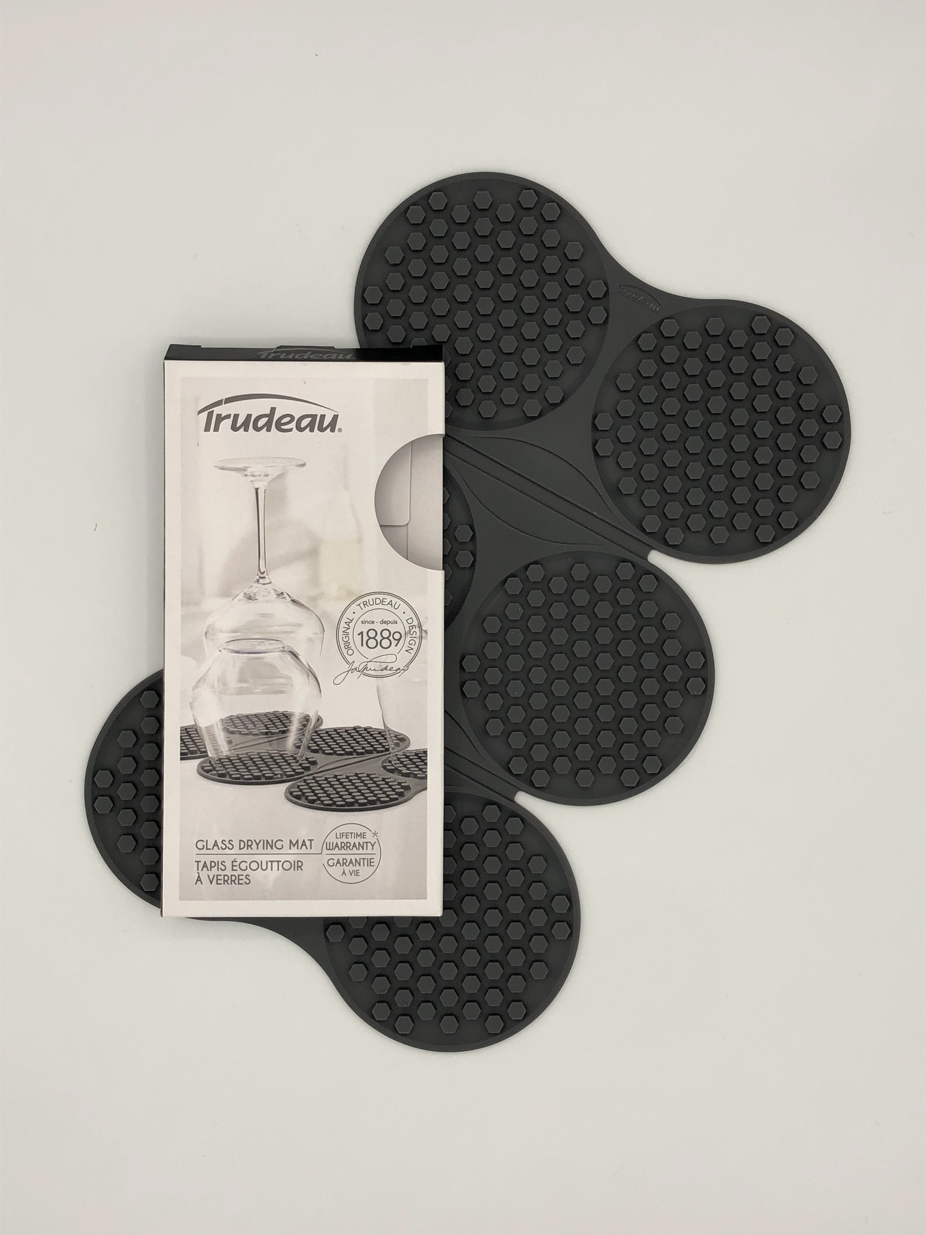 Trudeau Silicone Wine Glass Drying Mat - Grey