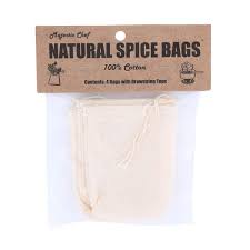 Reusable spice bags, set of 4. For bouquet garni, loose tea and more. 100% cotton